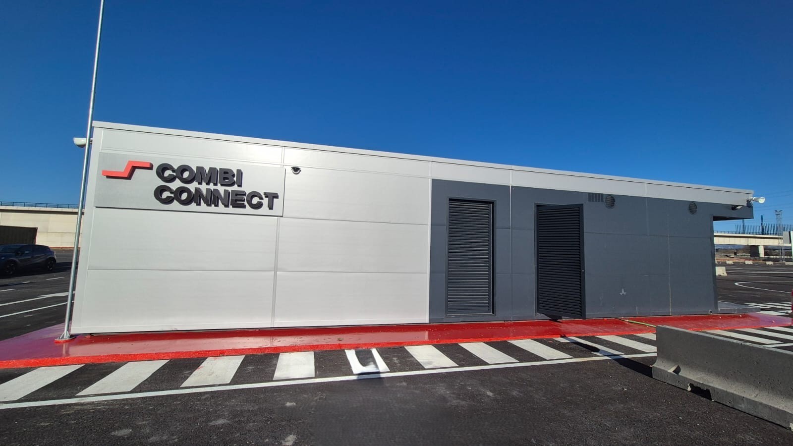 Módulo de oficina prefabricada exterior con acabado de acero para instalación logística